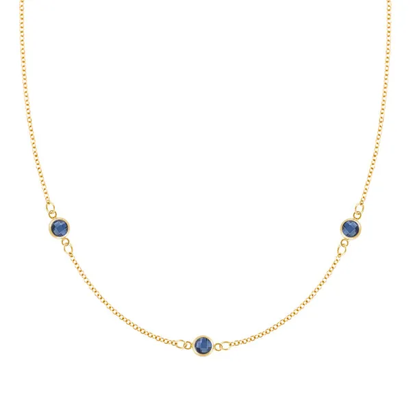 Personalized Classic 3 Birthstone Necklace in 14k Gold sold by Haverhill