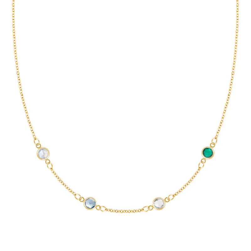 Personalized Classic 4 Birthstone Necklace in 14k Gold sold by Haverhill