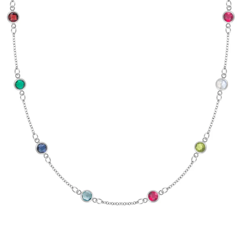 Personalized Classic 8 Birthstone Necklace in 14k Gold sold by Haverhill