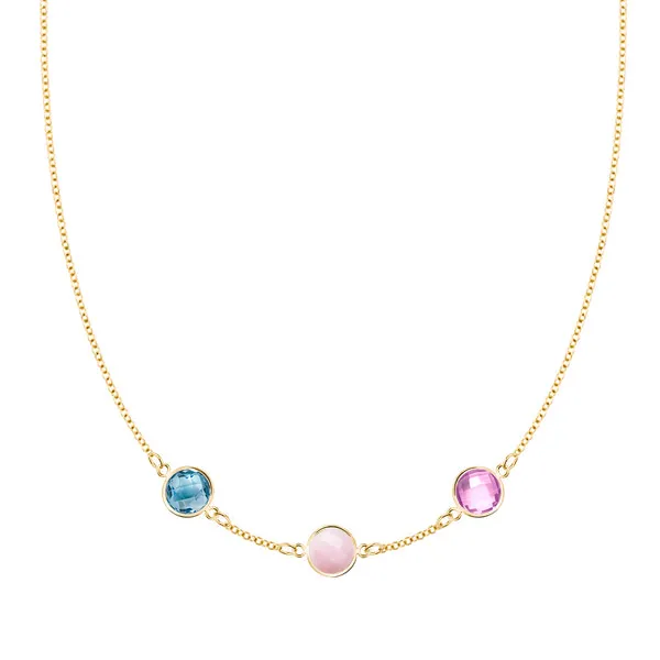 Personalized Grand 3 Birthstone Necklace in 14k Gold sold by Haverhill