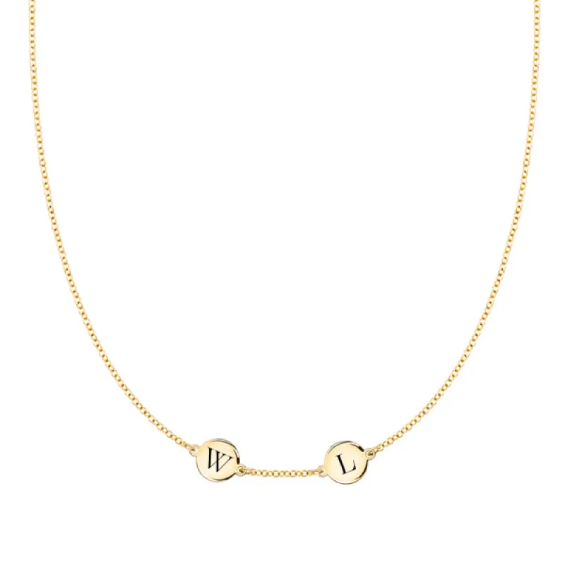 Personalized 2 Letter Necklace in 14k Gold (Single Spacing) sold by Haverhill
