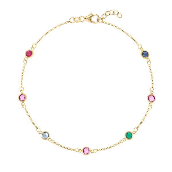 Personalized Classic 7 Birthstone Bracelet in 14k Gold sold by Haverhill