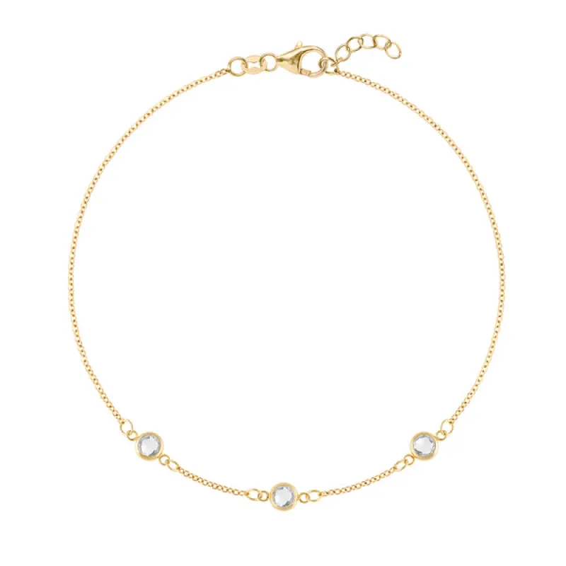 Personalized Classic 3 Birthstone Bracelet in 14k Gold sold by Haverhill