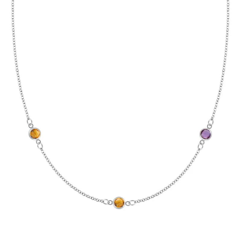 Personalized Classic 3 Birthstone Necklace in 14k Gold sold by Haverhill