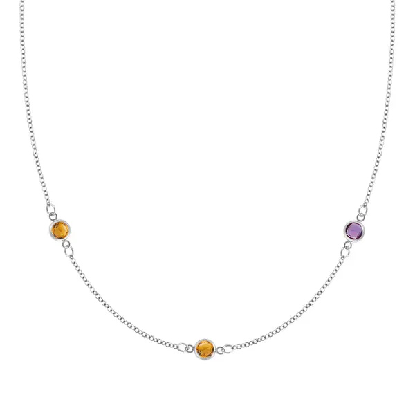 Personalized Classic 3 Birthstone Necklace in 14k Gold sold by Haverhill
