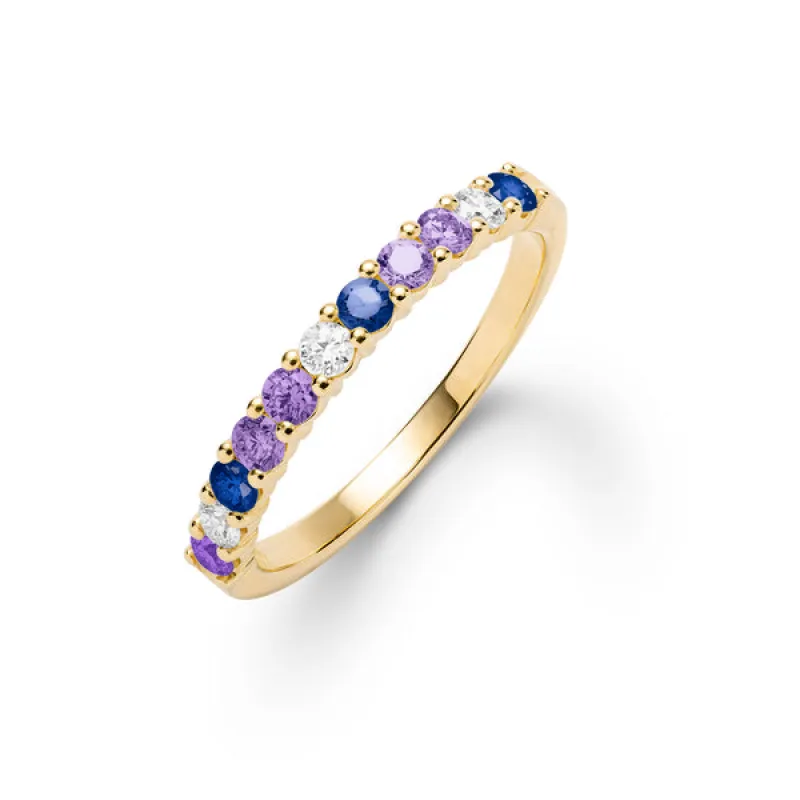 Personalized Rosecliff Birthstone Stackable Ring in 14k Gold sold by Haverhill