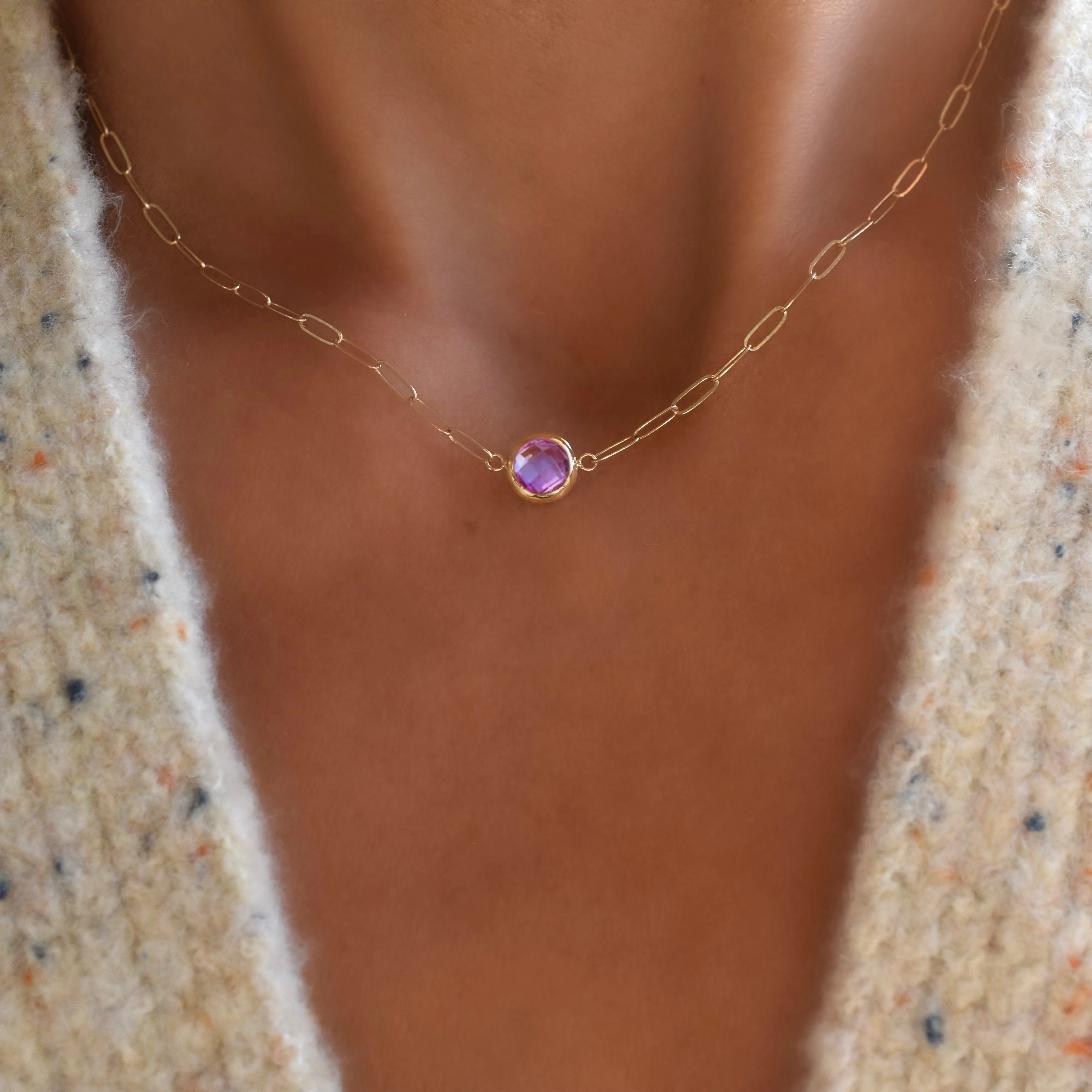 Personalized Grand 1 Birthstone Adelaide Mini Necklace in 14k Gold sold by Haverhill product image thumbnail 3