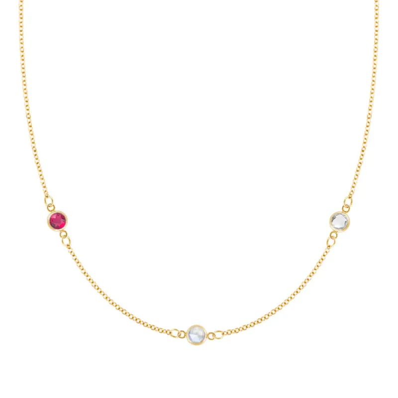 Personalized Classic 3 Birthstone Necklace in 14k Gold sold by Haverhill