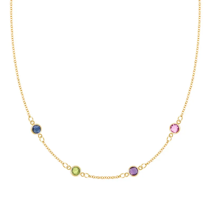 Personalized Classic 4 Birthstone Necklace in 14k Gold sold by Haverhill