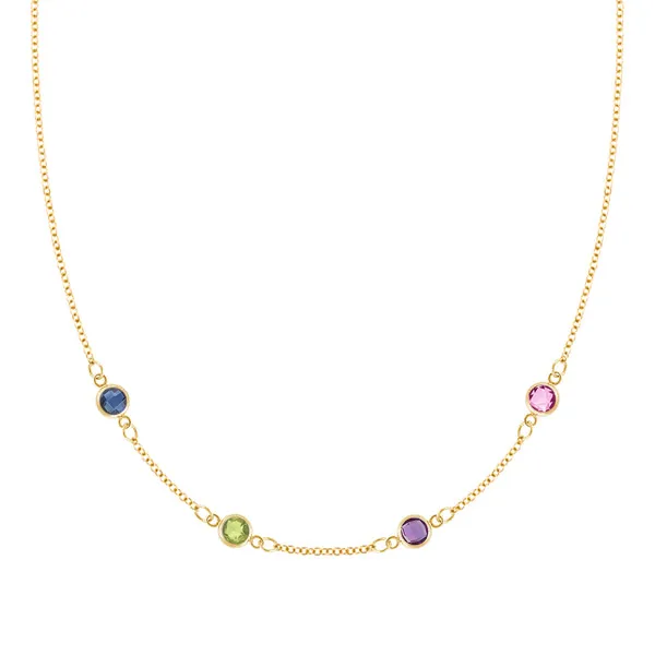 Personalized Classic 4 Birthstone Necklace in 14k Gold sold by Haverhill