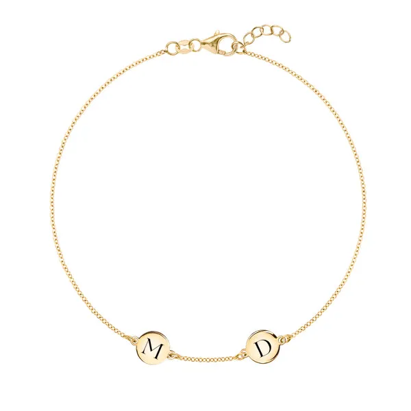 Personalized 2 Letter Bracelet in 14k Gold sold by Haverhill