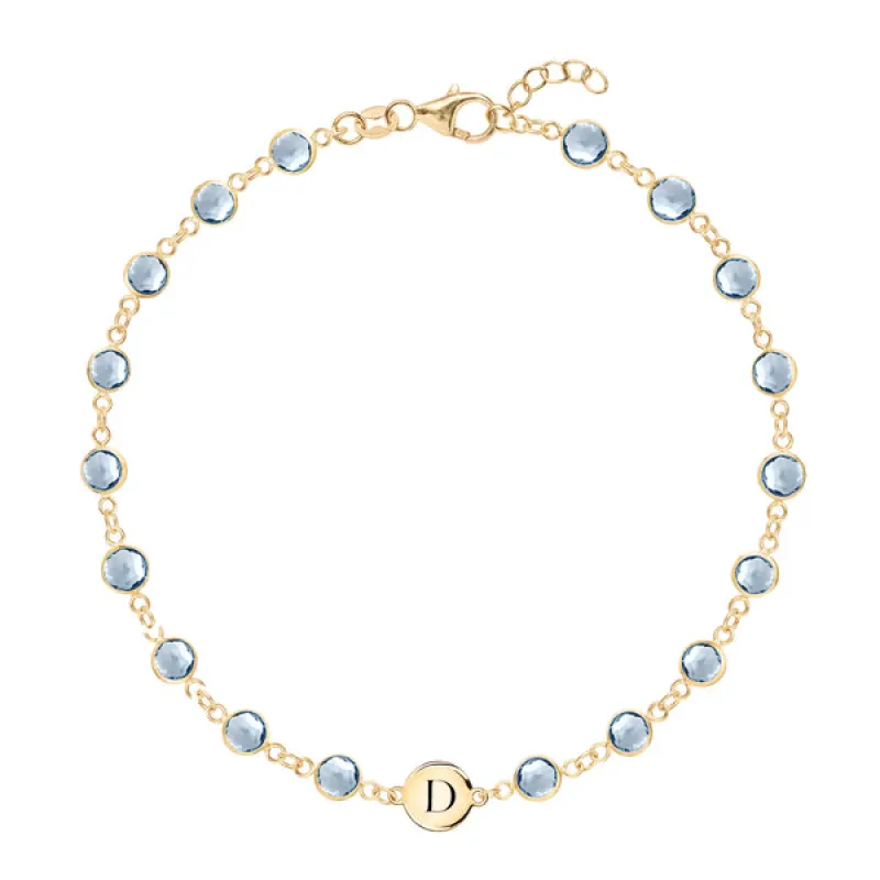 Personalized Newport 1 Letter Birthstone Bracelet in 14k Gold sold by Haverhill