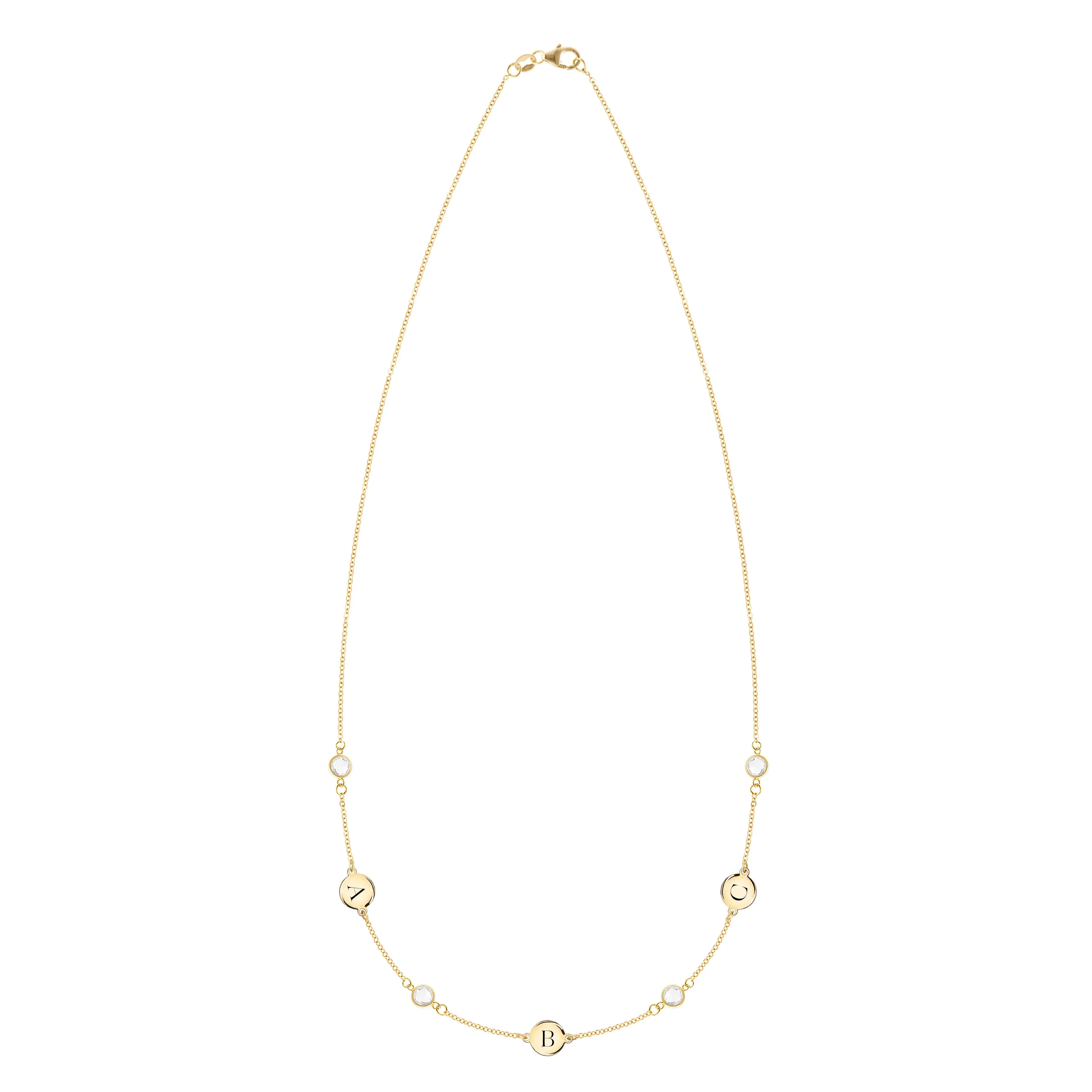 Personalized 3 Letter & 4 Classic Birthstone Necklace in 14k Gold (Double Spacing) sold by Haverhill product image thumbnail 4