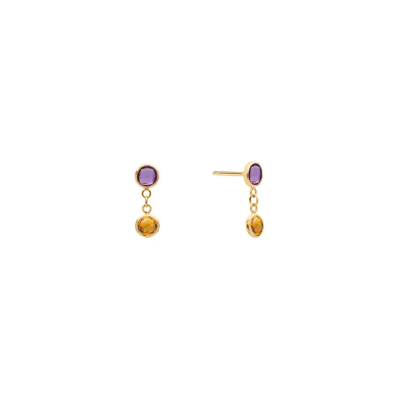 Personalized Classic 2 Birthstone Earrings in 14k Gold sold by Haverhill