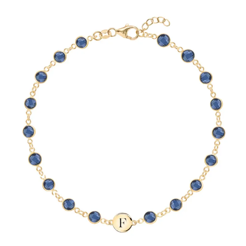 Personalized Newport 1 Letter Birthstone Bracelet in 14k Gold sold by Haverhill