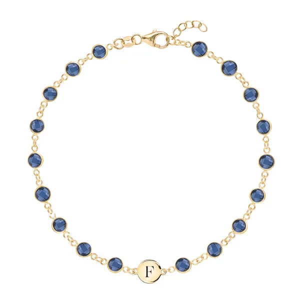 Personalized Newport 1 Letter Birthstone Bracelet in 14k Gold sold by Haverhill