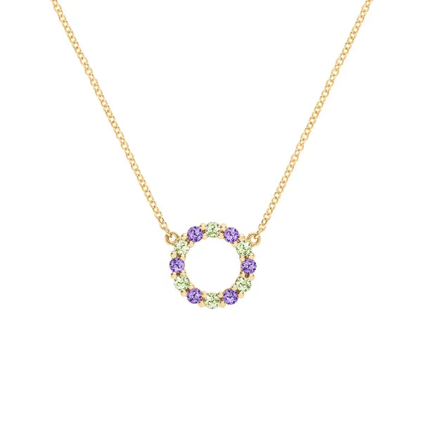 Personalized Rosecliff Small Circle Birthstone Necklace in 14k Gold sold by Haverhill