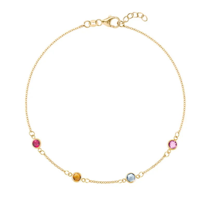Personalized Classic 4 Birthstone Bracelet in 14k Gold sold by Haverhill
