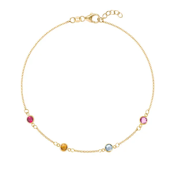 Personalized Classic 4 Birthstone Bracelet in 14k Gold sold by Haverhill