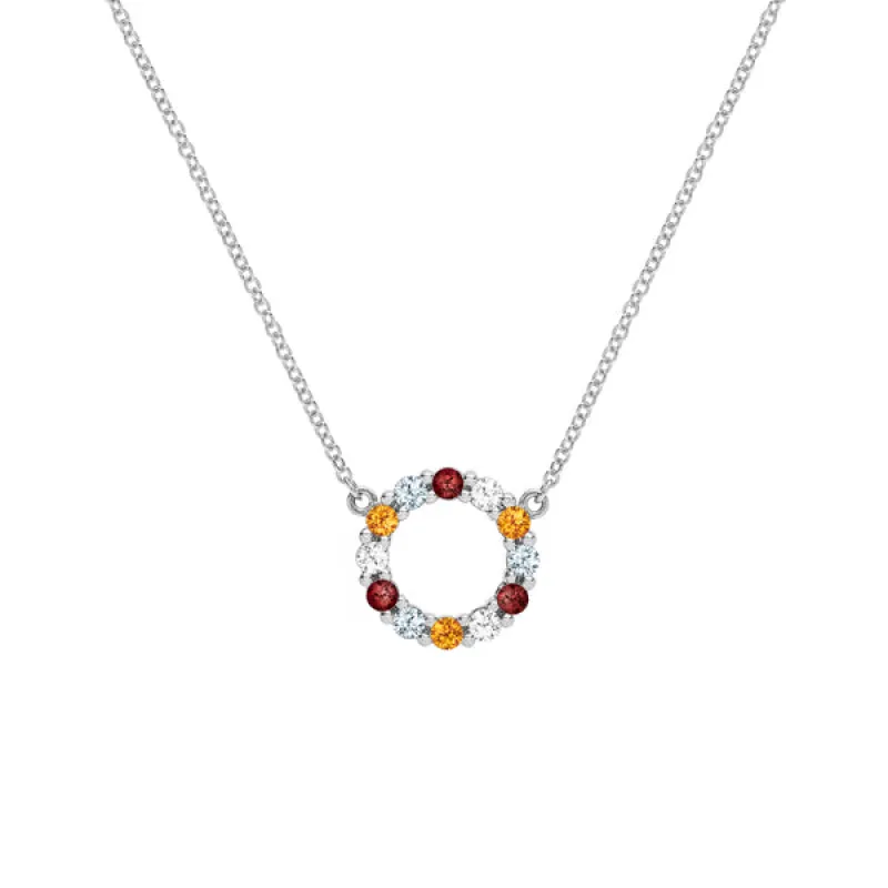 Personalized Rosecliff Small Circle Birthstone Necklace in 14k Gold sold by Haverhill