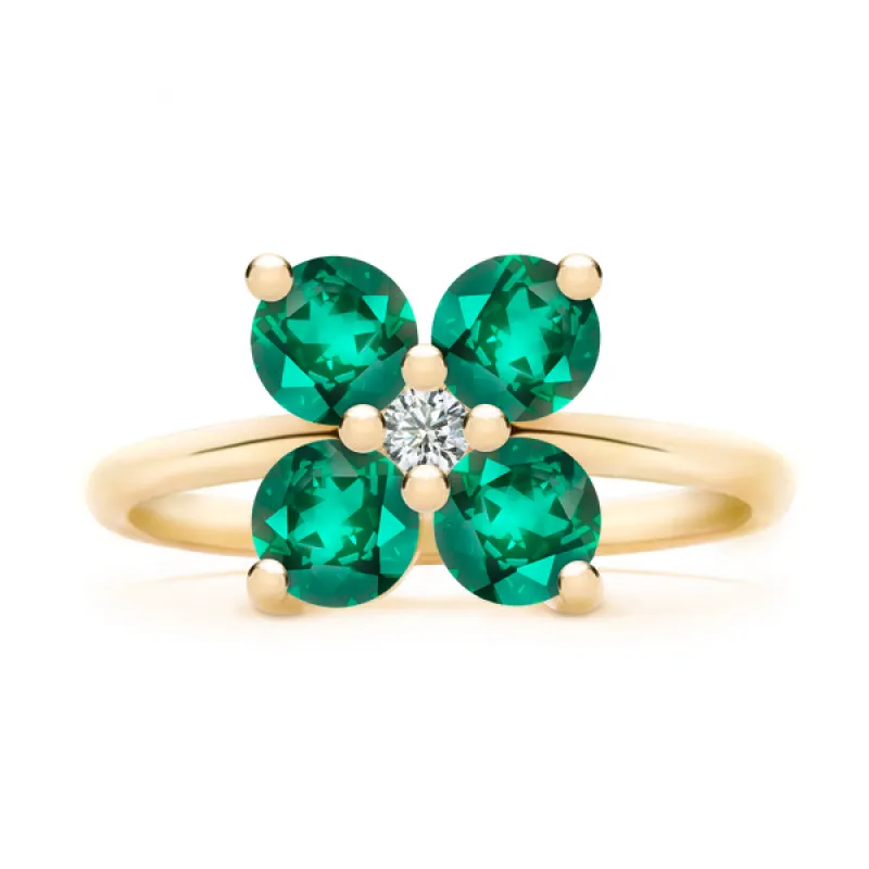 Personalized Greenwich 4 Birthstone & Diamond Ring in 14k Gold sold by Haverhill