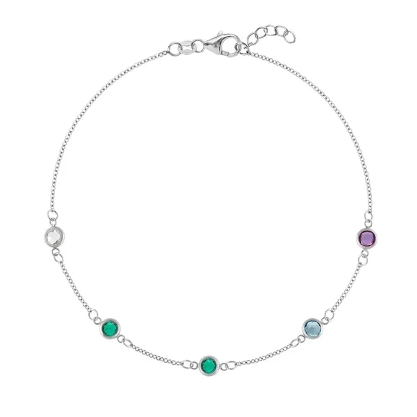 Personalized Classic 5 Birthstone Bracelet in 14k Gold sold by Haverhill