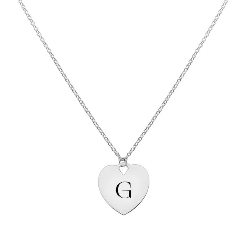 Engravable Flat Heart Pendant with Classic Chain in 14k Gold sold by Haverhill