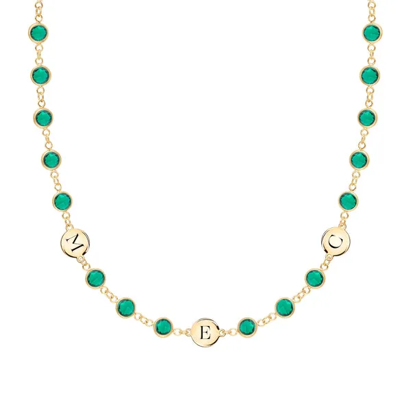 Personalized Newport 3 Letter Birthstone Necklace in 14k Gold sold by Haverhill