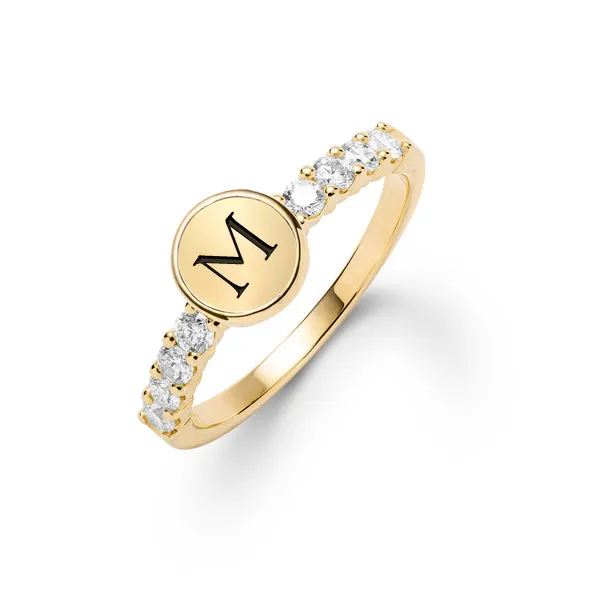 Personalized Rosecliff Letter Ring in 14k Gold sold by Haverhill