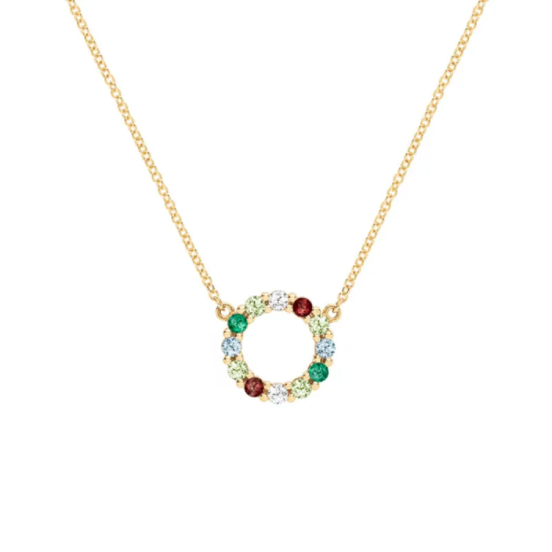 Personalized Rosecliff Small Circle Birthstone Necklace in 14k Gold sold by Haverhill