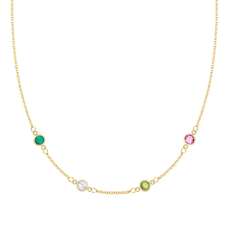 Personalized Classic 4 Birthstone Necklace in 14k Gold sold by Haverhill