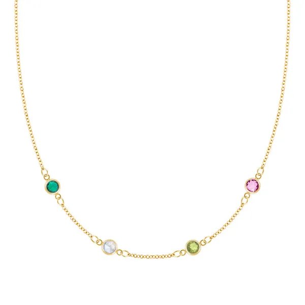 Personalized Classic 4 Birthstone Necklace in 14k Gold sold by Haverhill