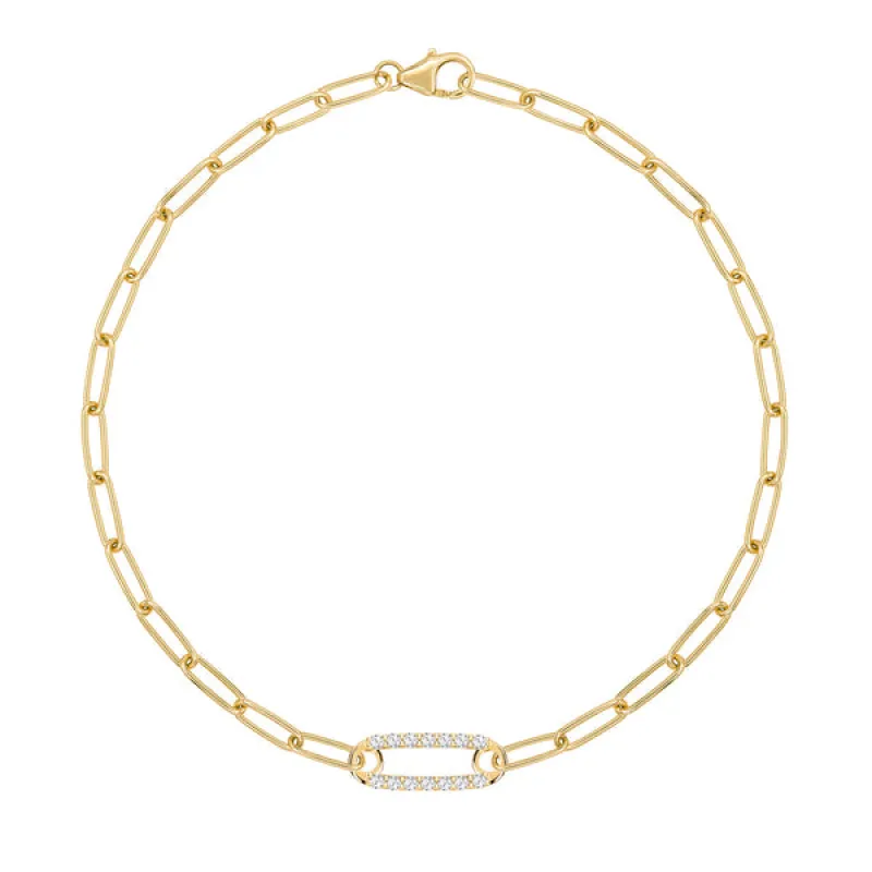 Personalized Adelaide 1 Pavé Birthstone Link Bracelet in 14k Gold sold by Haverhill