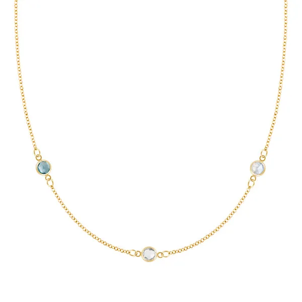 Personalized Classic 3 Birthstone Necklace in 14k Gold sold by Haverhill