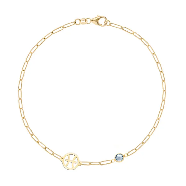 Personalized Zodiac & Birthstone Adelaide Mini Bracelet in 14k Gold sold by Haverhill