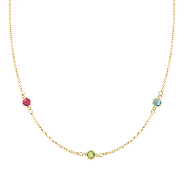 Personalized Classic 3 Birthstone Necklace in 14k Gold sold by Haverhill