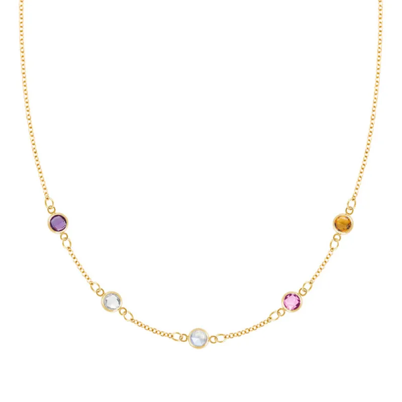 Personalized Classic 5 Birthstone Necklace in 14k Gold made by Haverhill