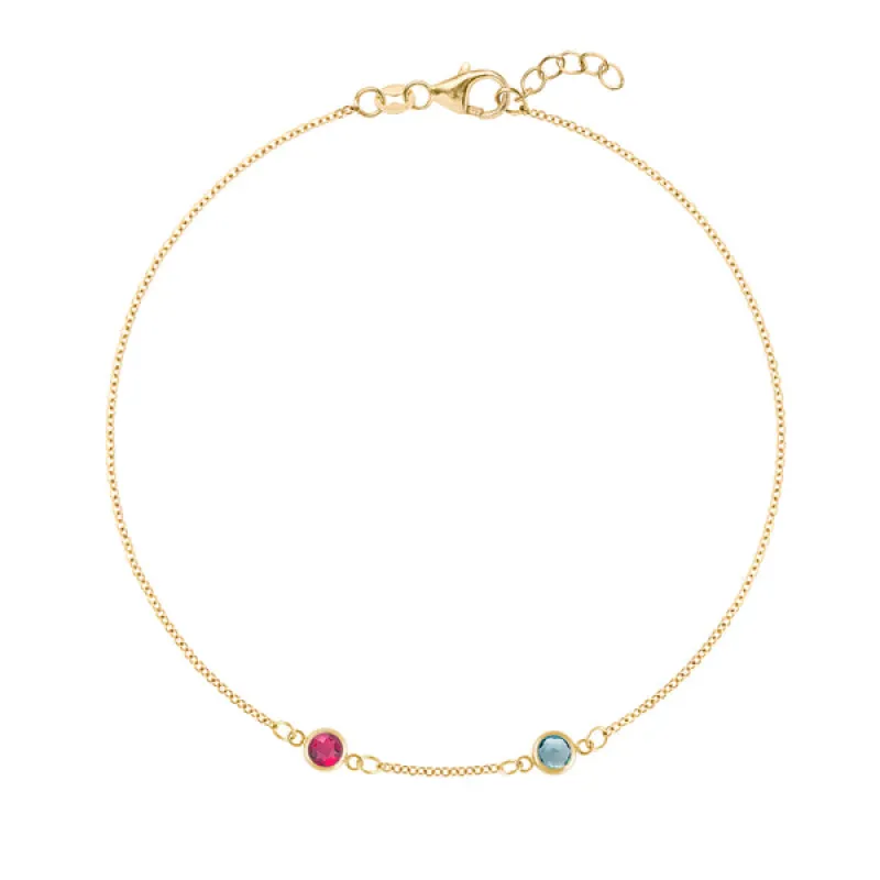 Personalized Classic 2 Birthstone Bracelet in 14k Gold sold by Haverhill