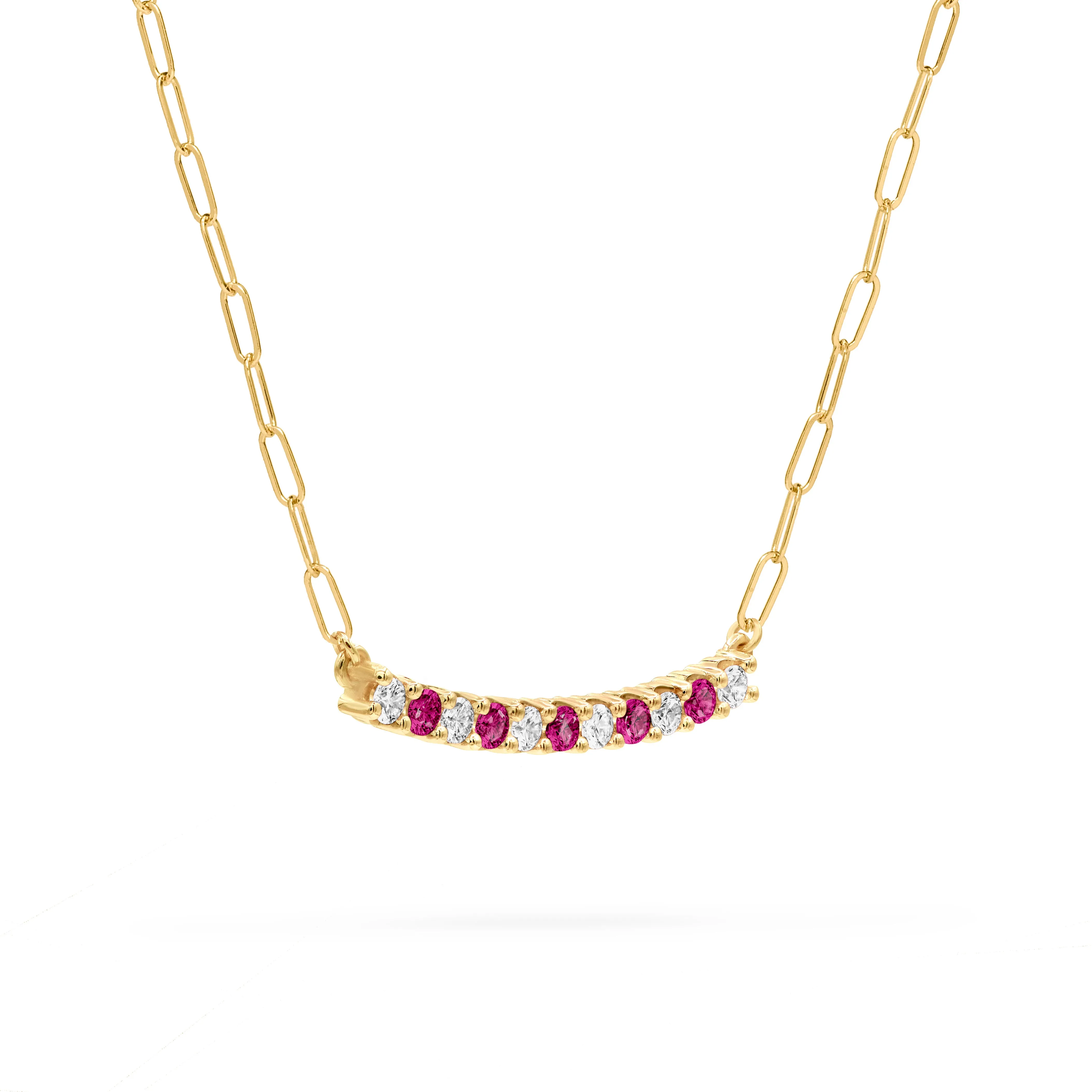 Rosecliff Diamond & Ruby Bar Adelaide Mini Necklace in 14k Gold (July) sold by Haverhill product image thumbnail 4