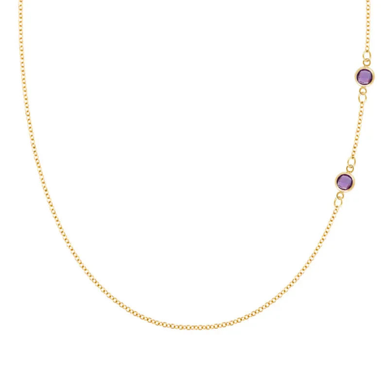 Personalized Classic 2 Birthstone Necklace in 14k Gold sold by Haverhill
