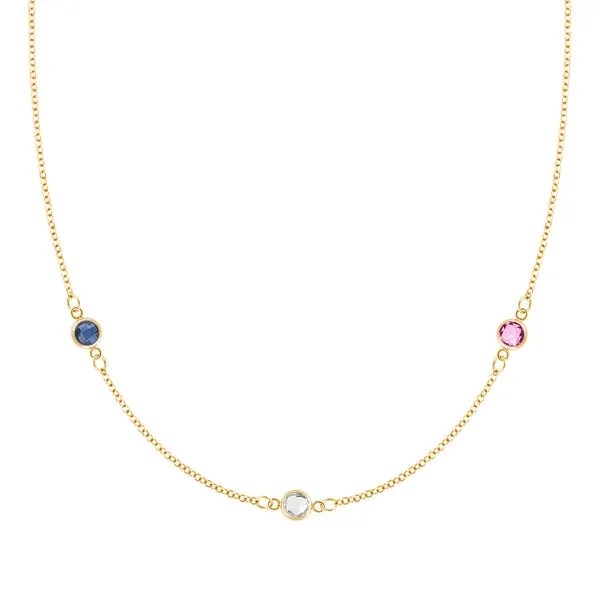 Personalized Classic 3 Birthstone Necklace in 14k Gold sold by Haverhill