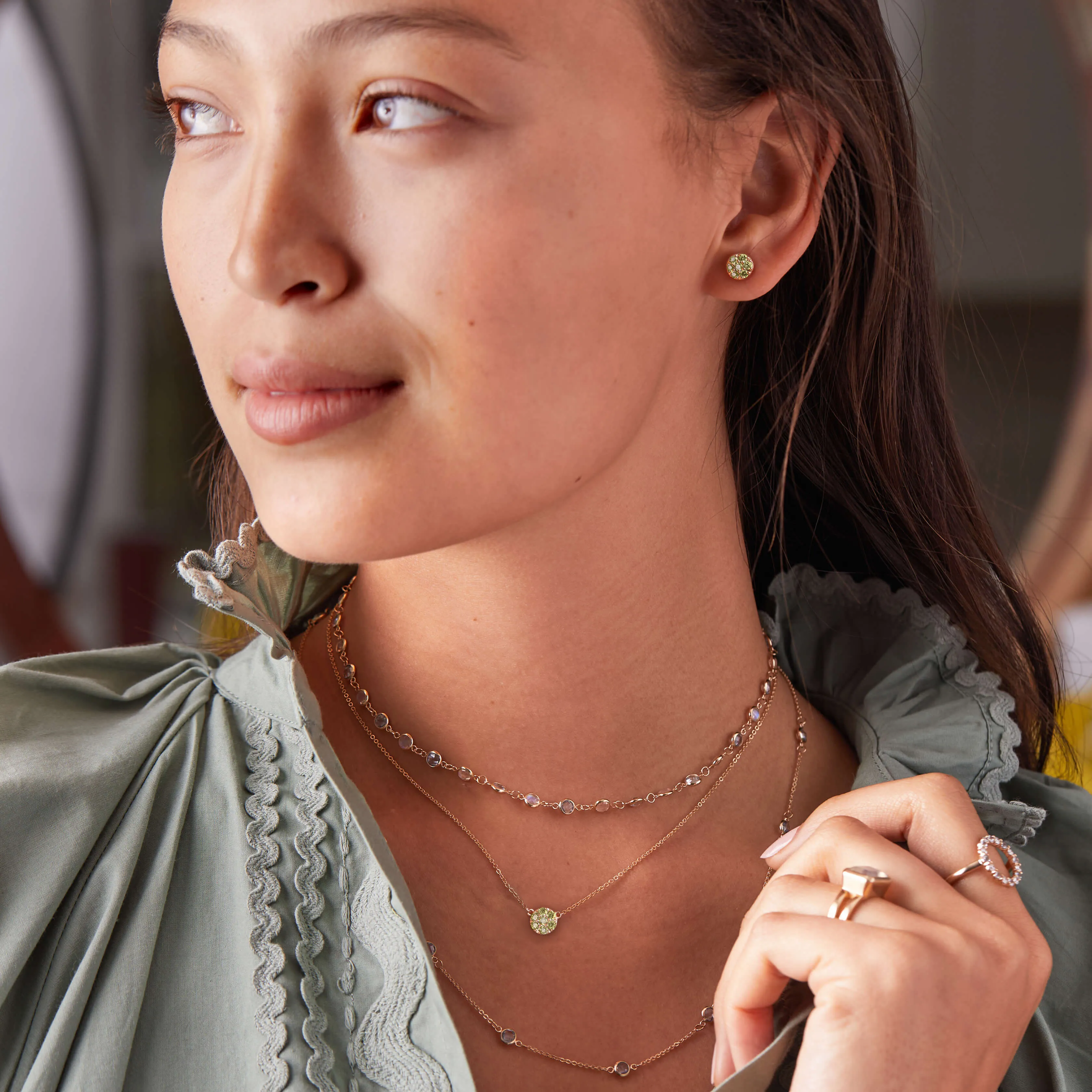 Rosecliff Peridot Mini Necklace in Solid 14k Gold (August) sold by Haverhill product image thumbnail 2