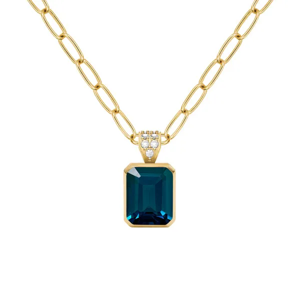 Warren Atlantic Blue Topaz Pendant with Diamond Bale in 14k Gold (December) sold by Haverhill