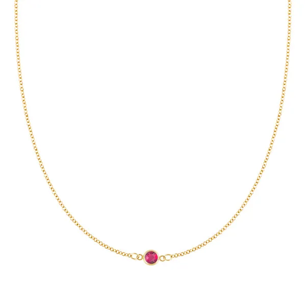 Personalized Classic 1 Birthstone Necklace in 14k Gold sold by Haverhill