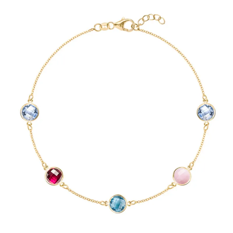 Personalized Grand 5 Birthstone Bracelet in 14k Gold sold by Haverhill