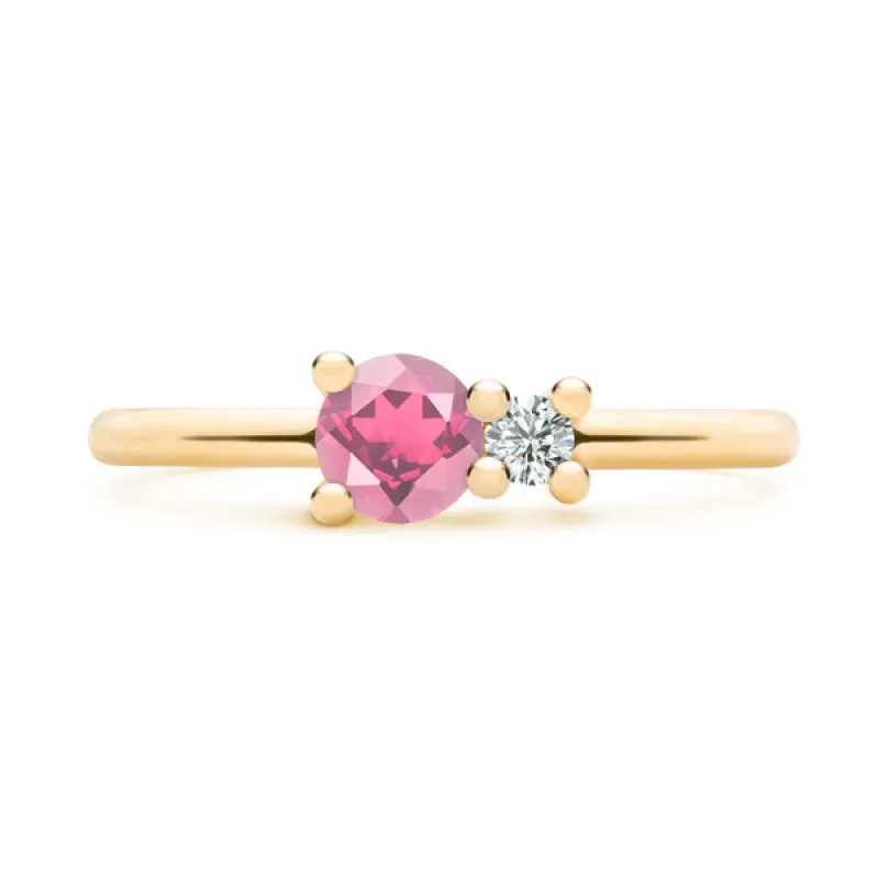 Personalized Greenwich Solitaire Birthstone & Diamond Ring in 14k Gold sold by Haverhill