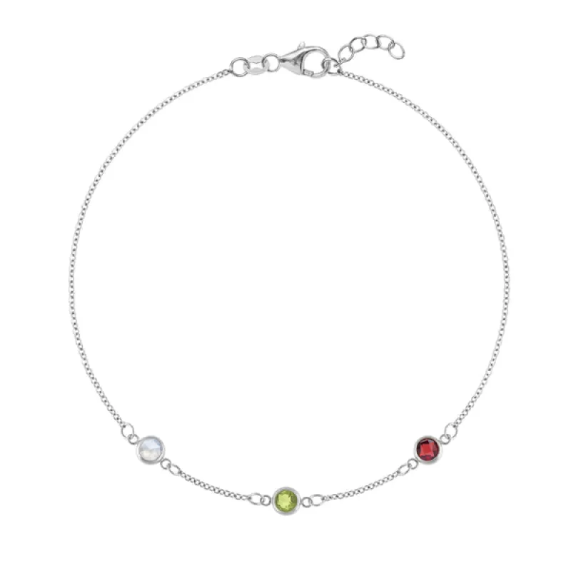 Personalized Classic 3 Birthstone Bracelet in 14k Gold sold by Haverhill