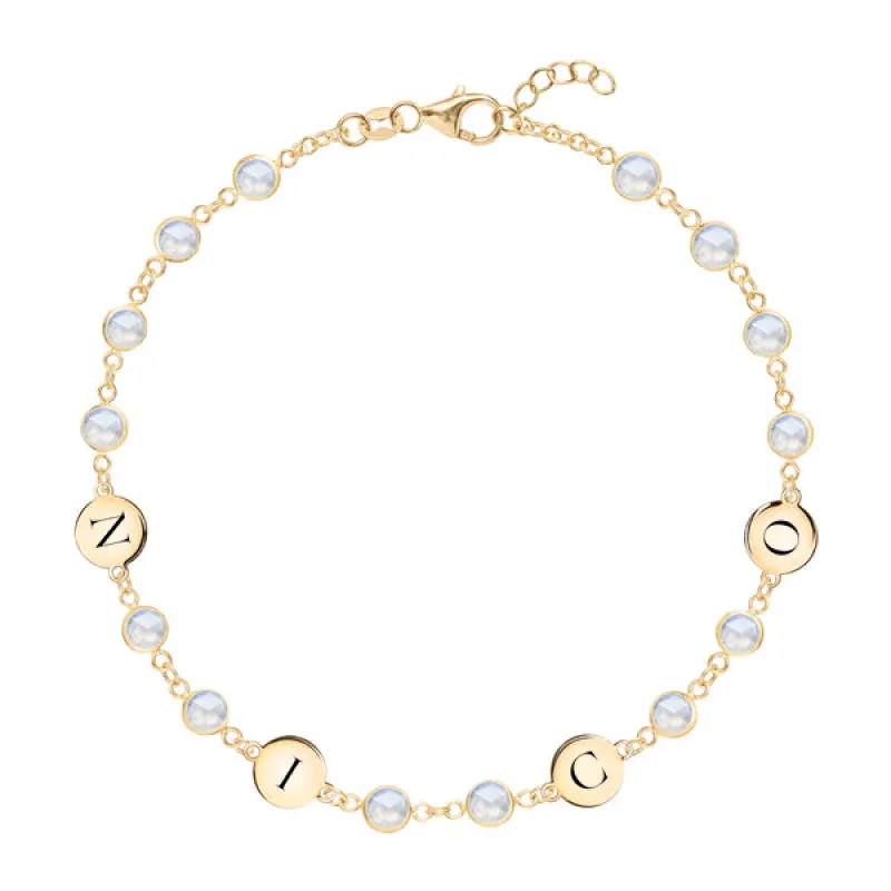 Personalized Newport 4 Letter Birthstone Bracelet in 14k Gold sold by Haverhill