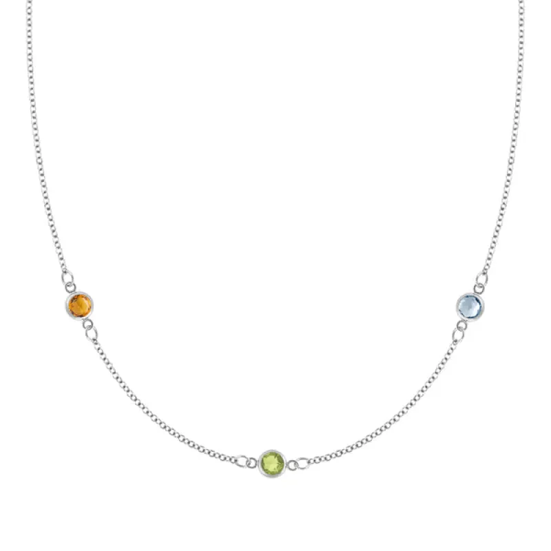 Personalized Classic 3 Birthstone Necklace in 14k Gold sold by Haverhill