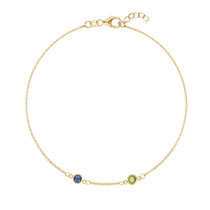 Personalized Classic 2 Birthstone Bracelet in 14k Gold sold by Haverhill